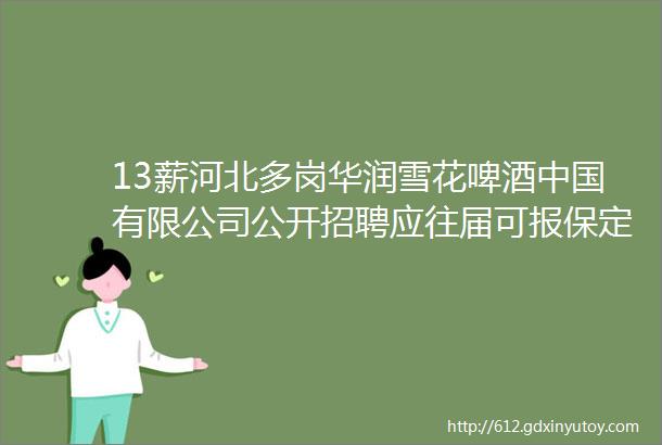 13薪河北多岗华润雪花啤酒中国有限公司公开招聘应往届可报保定人才网719招聘信息汇总1